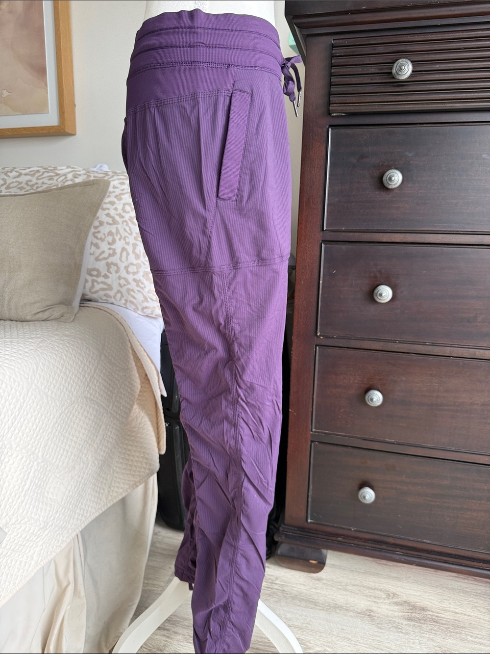 Purple Drawstring Casual Pants - Picture 3 of 10
